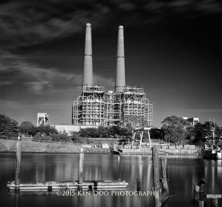 Moss Landing Power Plant. ©2015 Ken Doo. Cambo WRS, Phase IQ180, Rodenstock HR70 t/s two-image vertical stitch. KPS T5DV geared ballhead on RRS TVC24. Thirty-four second exposure.