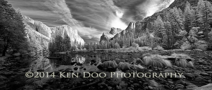 Yosemite Valley View IR Pano. Sony A7r converted to full spectrum; 720nm filter